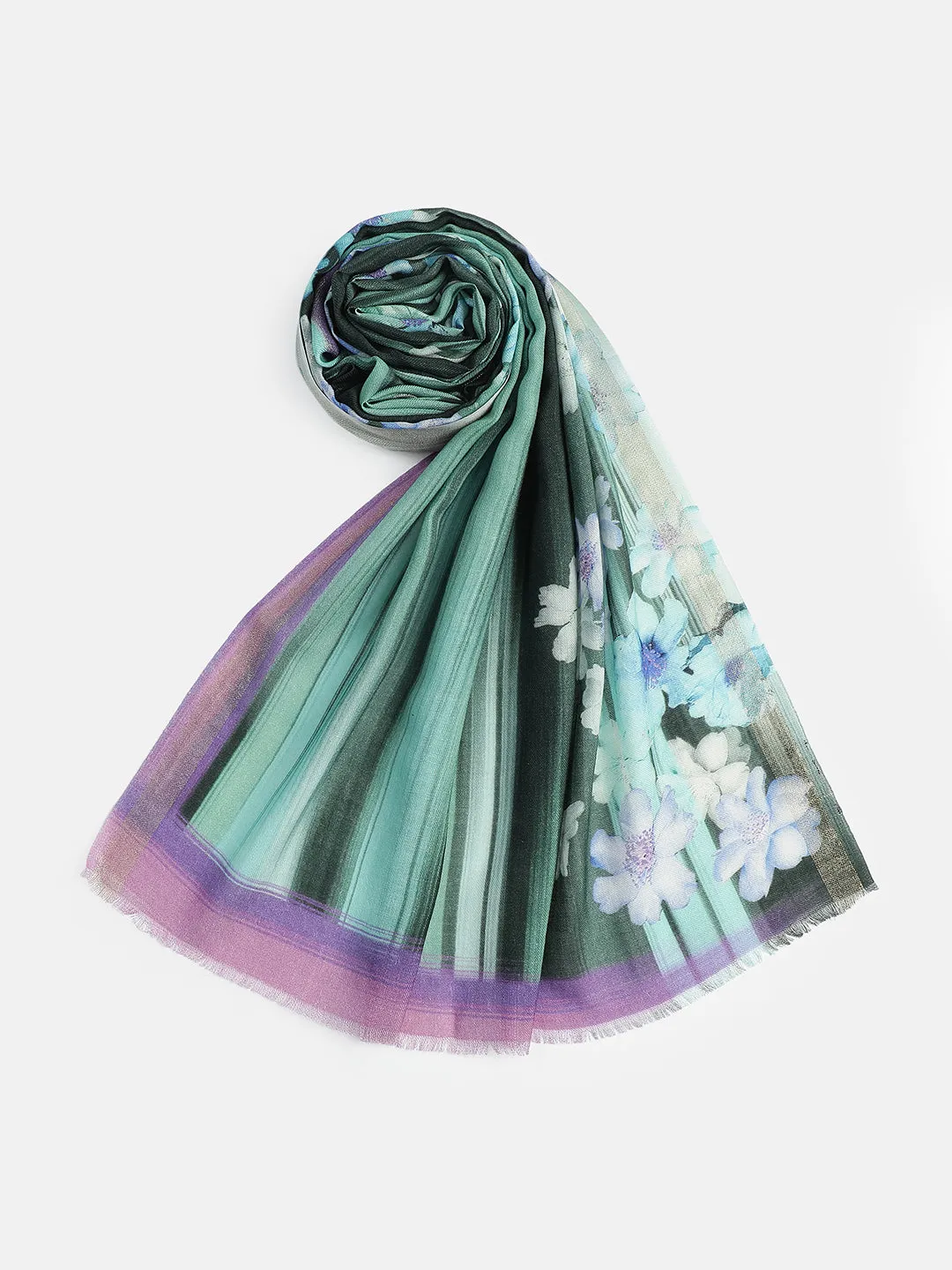 Twilight Harmony Floral Design Printed Stole