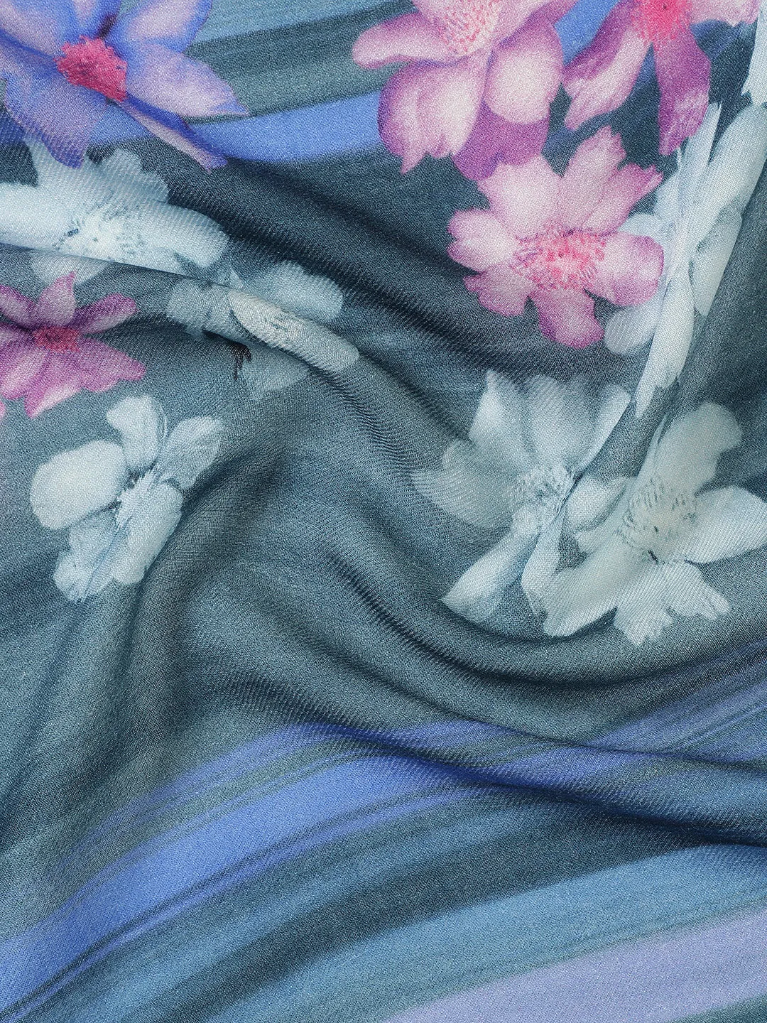 Twilight Harmony Floral Design Printed Stole