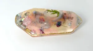 Two UV Resin Hair Barrettes, Handcrafted Iridescent  base color pink 1 alligator 1 French clasp. Unique, Multilayered Design with Shimmering Hues"
