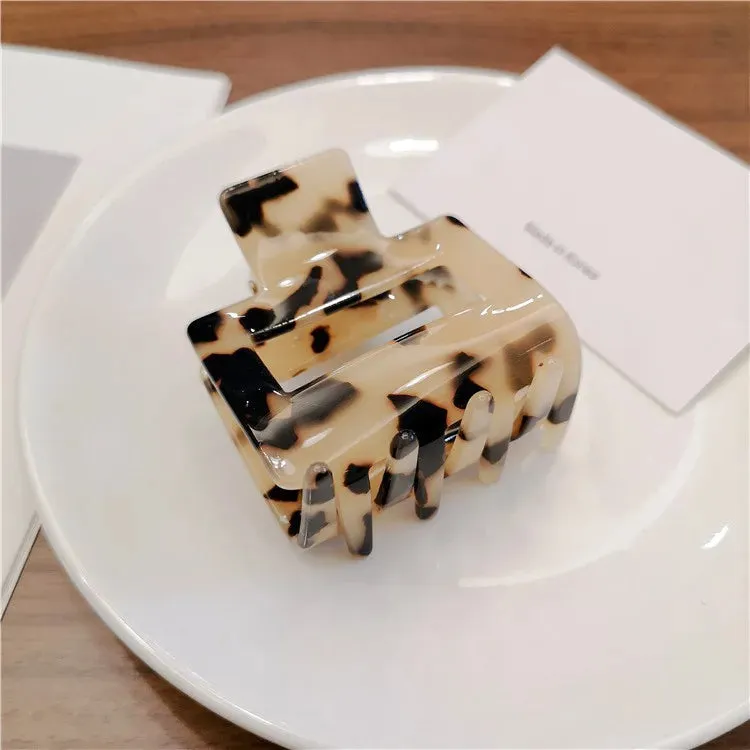 VAIGE Acetate Leopard Print Large Geometric Hollow Square Hair Claw Clip - Stylish Hair Accessory