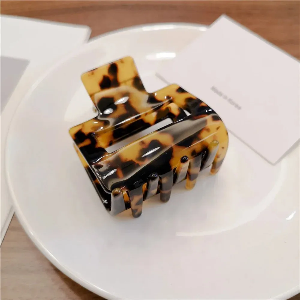 VAIGE Acetate Leopard Print Large Geometric Hollow Square Hair Claw Clip - Stylish Hair Accessory