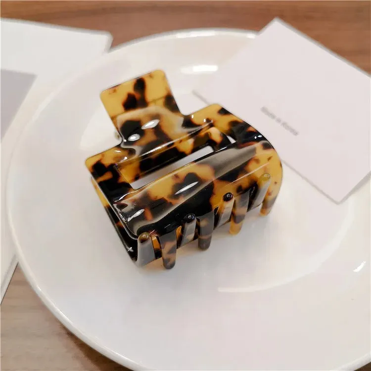 VAIGE Acetate Leopard Print Large Geometric Hollow Square Hair Claw Clip - Stylish Hair Accessory