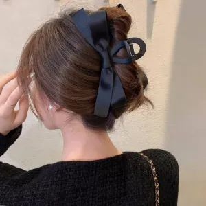 VAIGE Dual-Sided Bows Large Claw Hair Clip 14cm - Matte & Bright Black Floral Hair Accessories