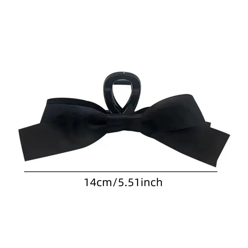 VAIGE Dual-Sided Bows Large Claw Hair Clip 14cm - Matte & Bright Black Floral Hair Accessories