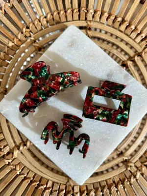 Vintage Christmas Claw Clips