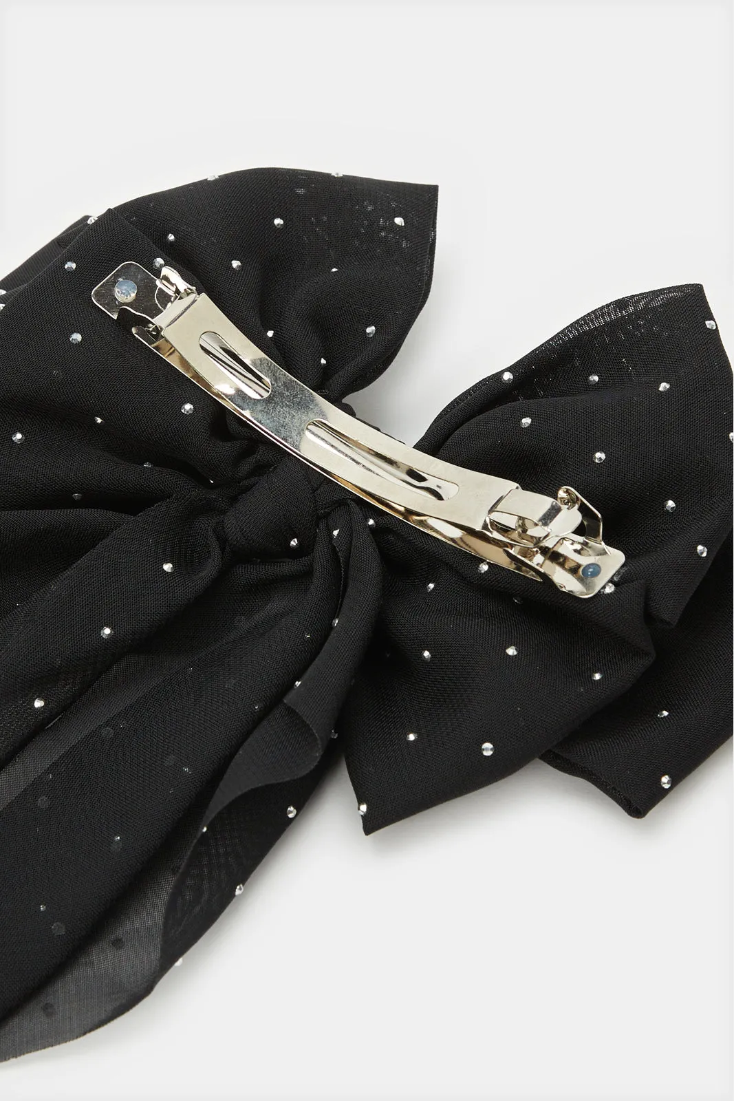Women Black Embellished Bow Hair Clip