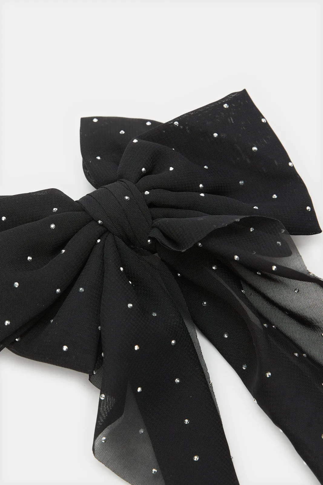 Women Black Embellished Bow Hair Clip