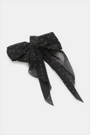 Women Black Embellished Bow Hair Clip