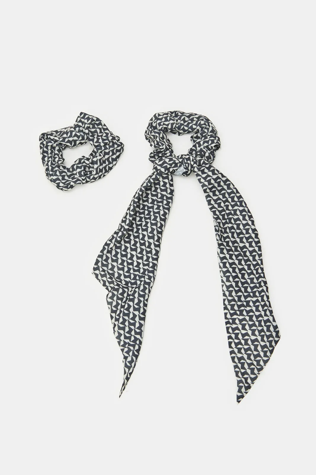 Women Black Printed Scrunchy Set (2 Piece)