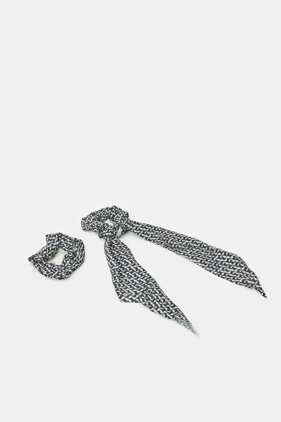 Women Black Printed Scrunchy Set (2 Piece)