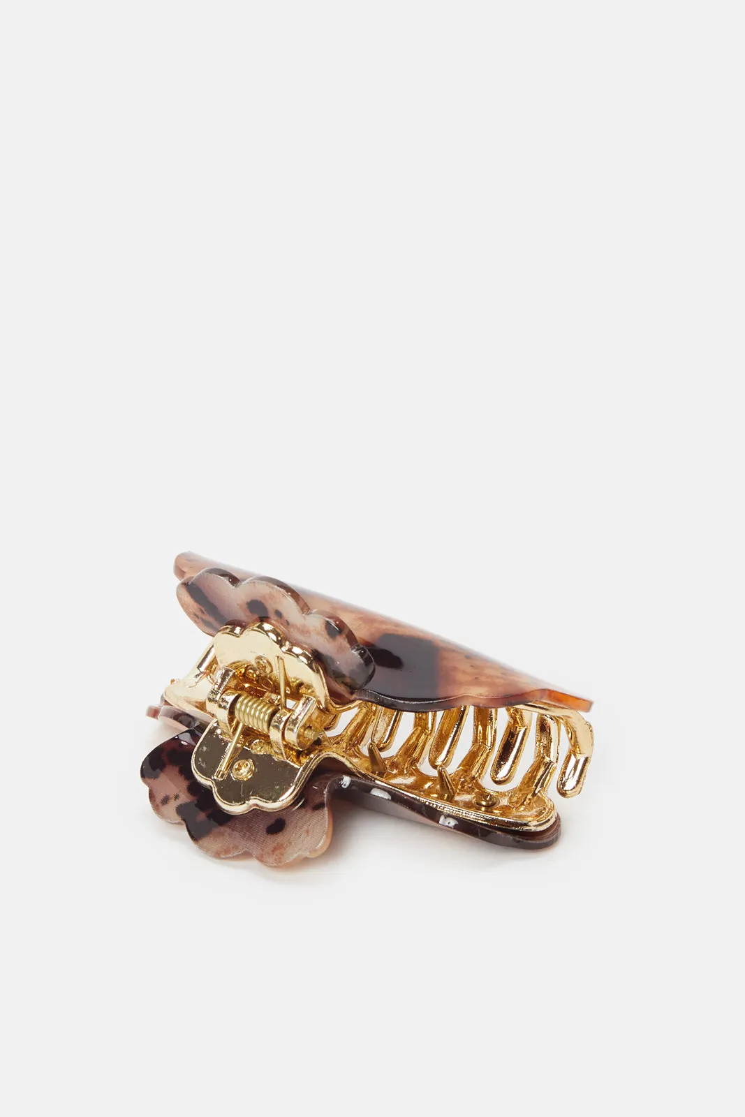 Women Brown Printed Hair Claw