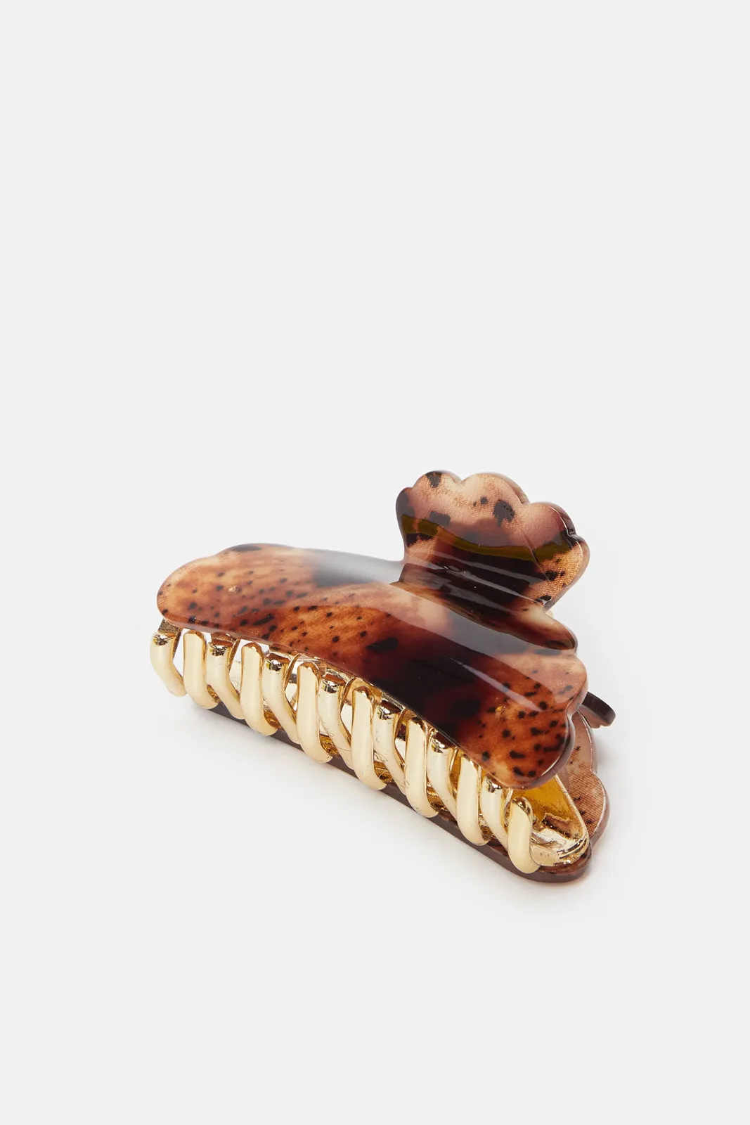 Women Brown Printed Hair Claw