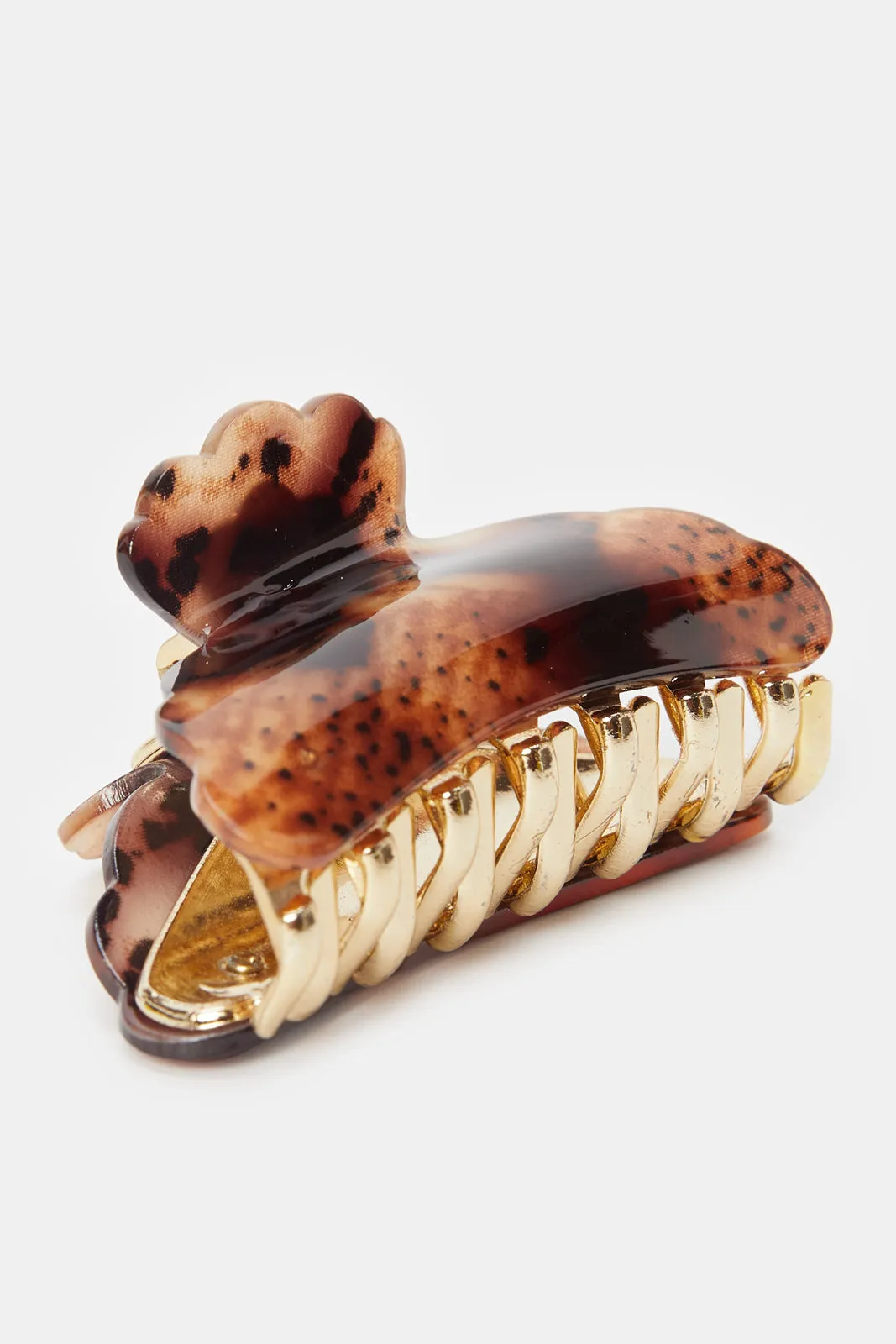 Women Brown Printed Hair Claw