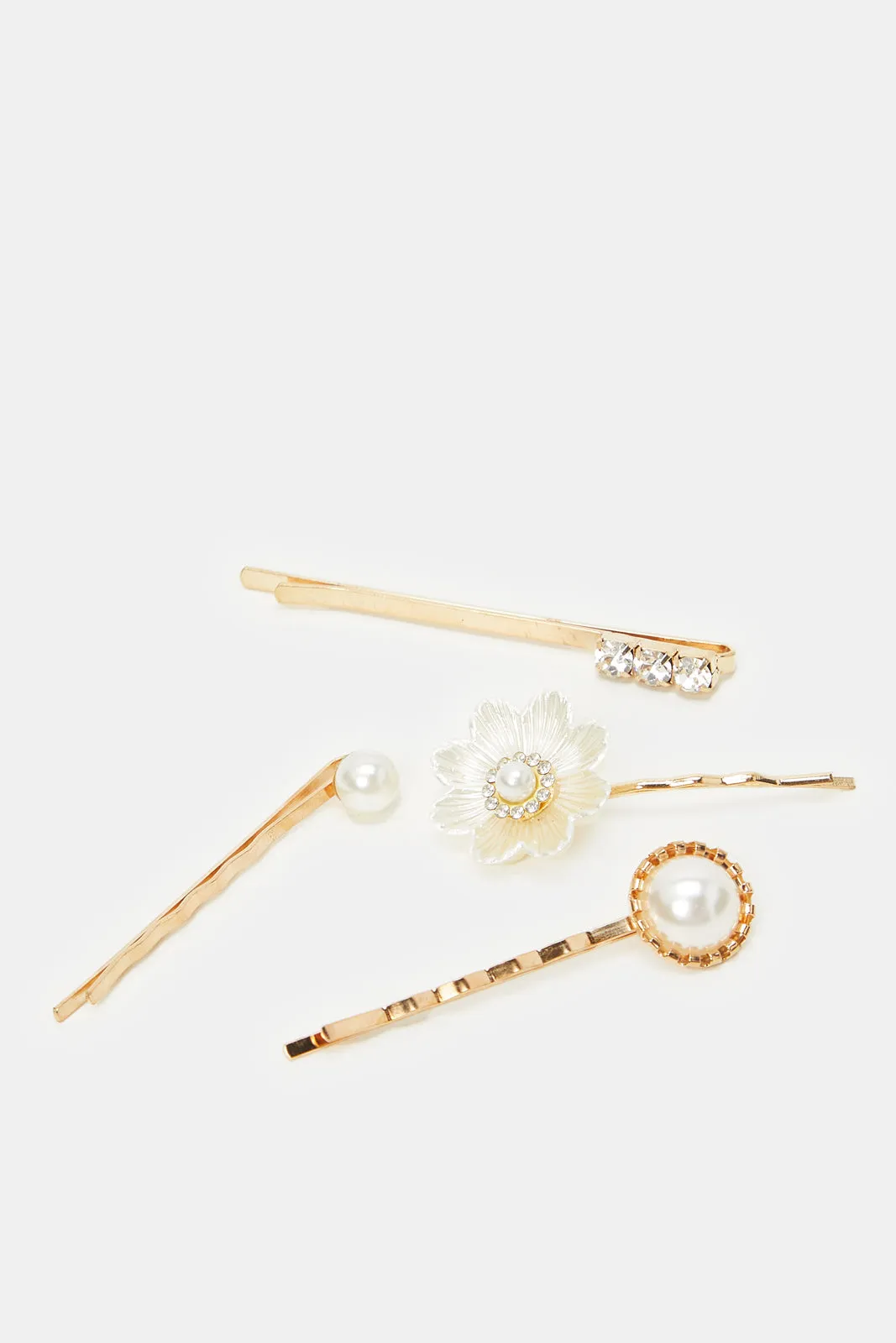 Women Gold Embellished Hair Clip Set (4 Piece)