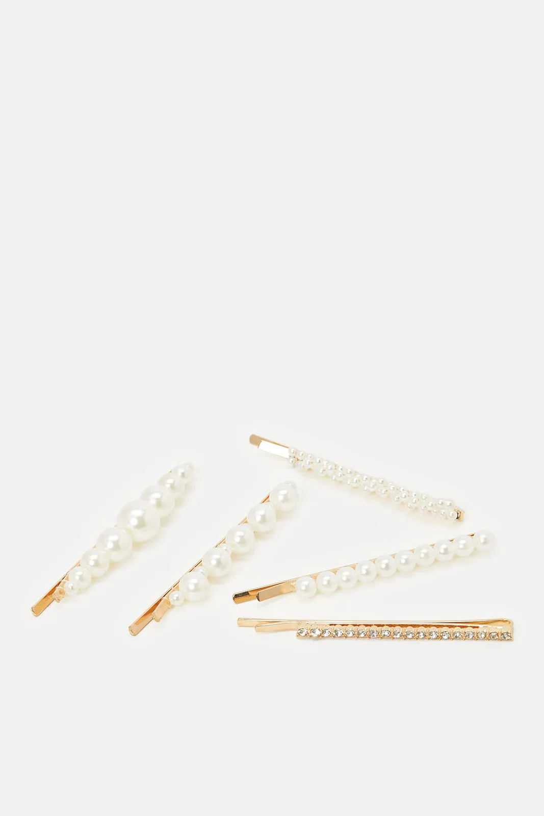 Women Gold Embellished Hair Clip Set (5 Piece)