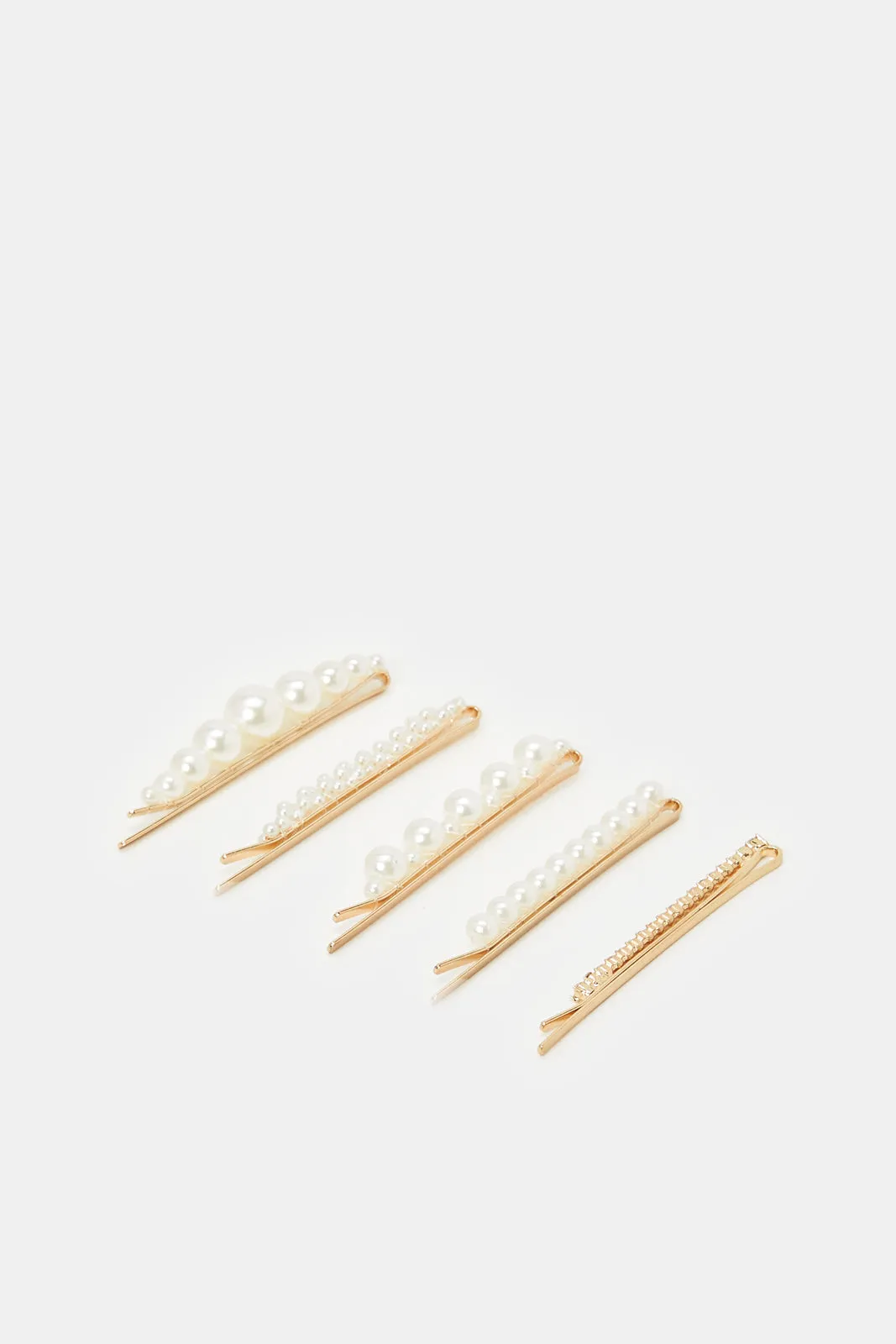Women Gold Embellished Hair Clip Set (5 Piece)