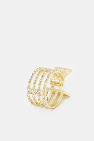 Women Gold Rhinestones Hair Claw
