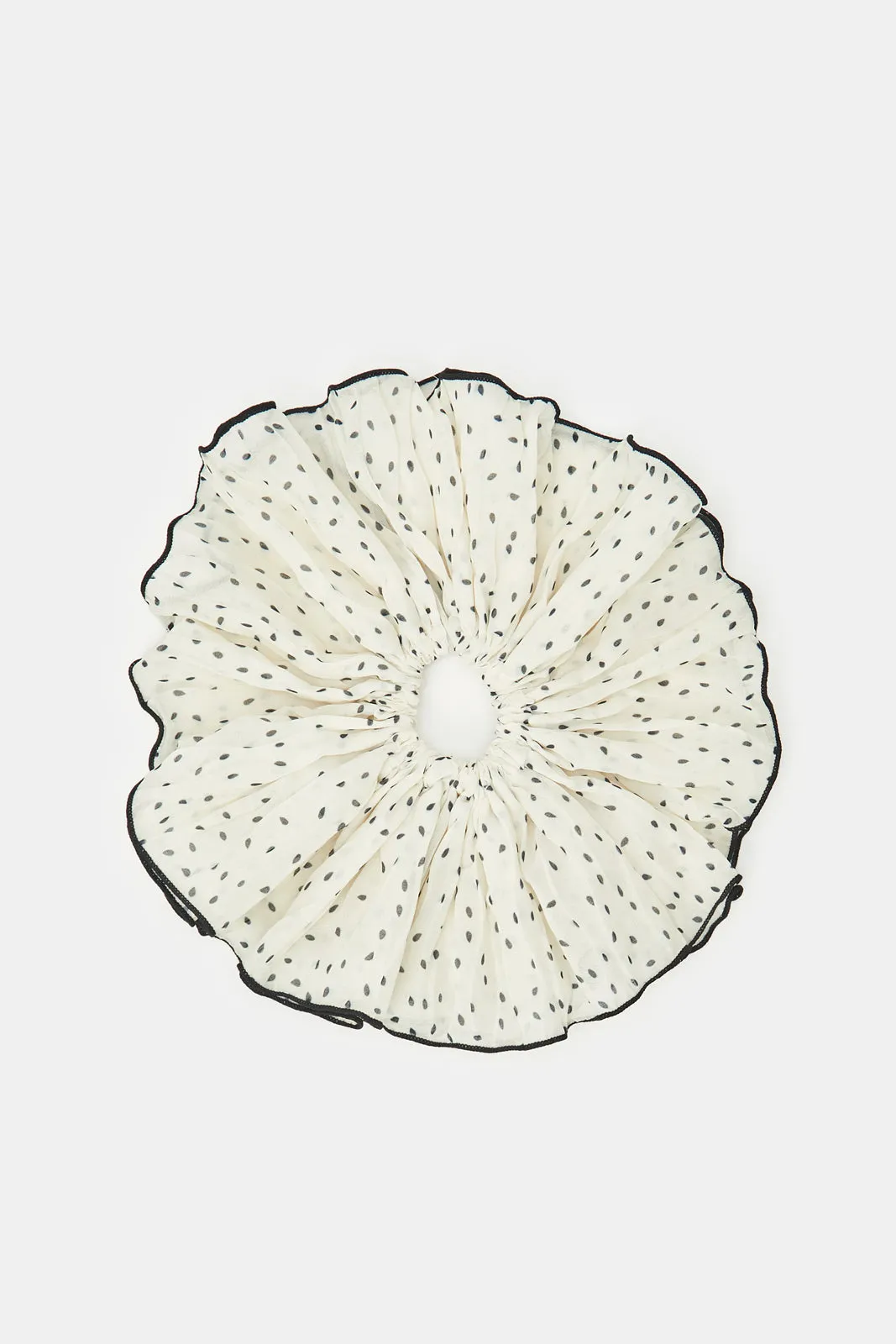 Women White Printed Scrunchy